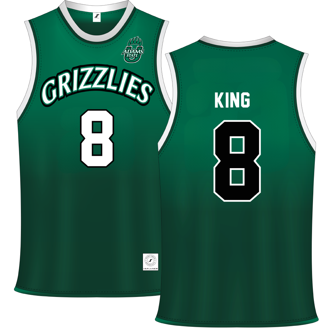 Adams State University Green Basketball Jersey - #8 Jayce King