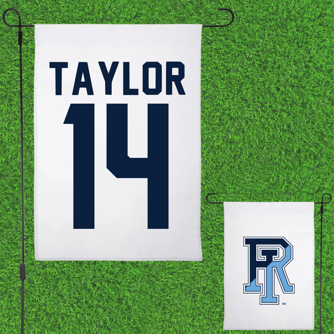 University of Rhode Island Soccer White Garden Flag - #14 Mathias Taylor