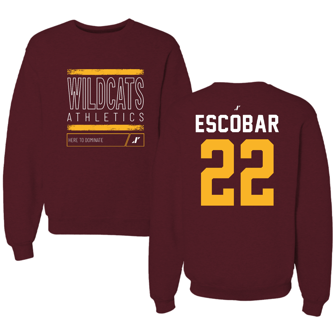 Bethune-Cookman University Baseball Maroon Dominate Crewneck - #22 Irvin Escobar