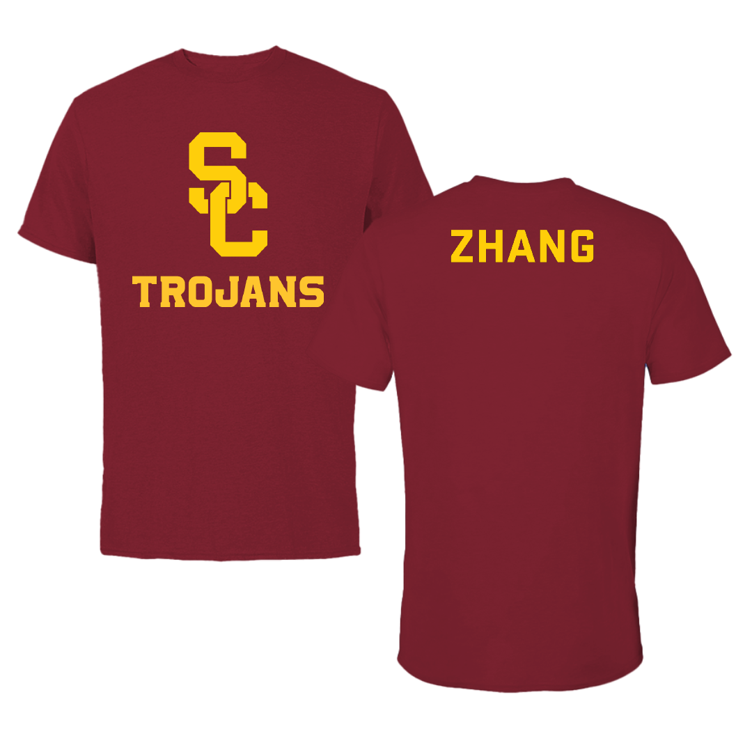 University of Southern California Swimming & Diving Cardinal Interlock Performance Tee - Derek Zhang