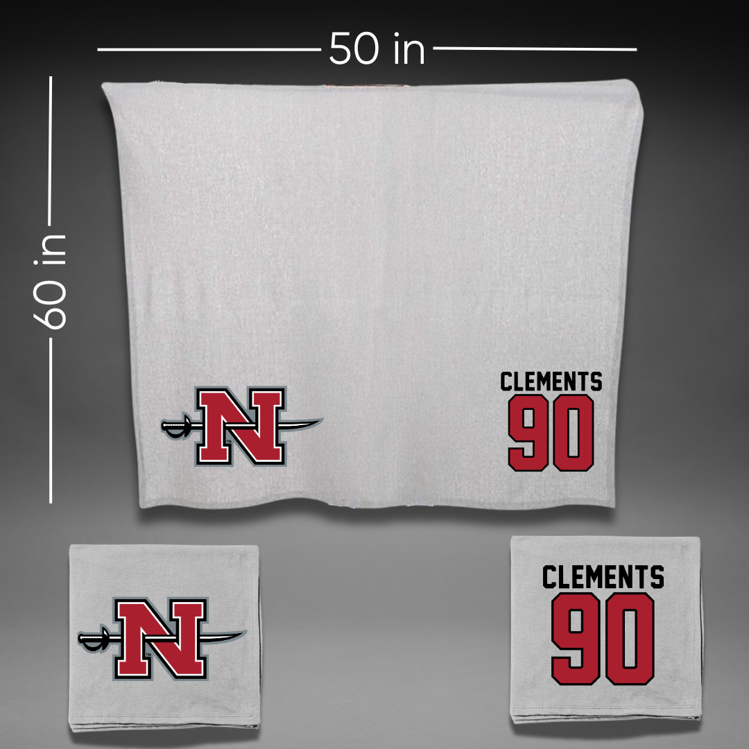 Nicholls State University Football Gray Blanket - #90 Aidan Clements