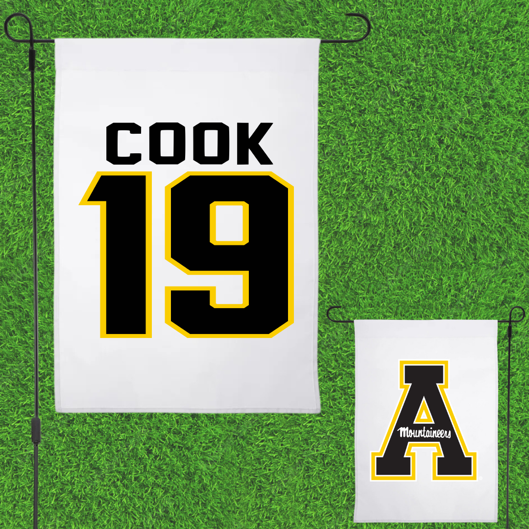 Appalachian State University Softball White Garden Flag - #19 Olivia Cook