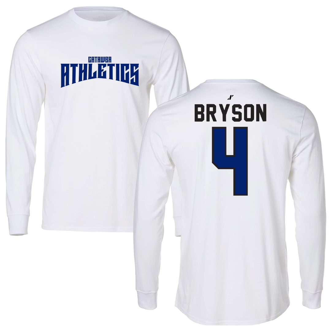 Catawba College Baseball White Classic Performance Long Sleeve - #4 Cooper Bryson