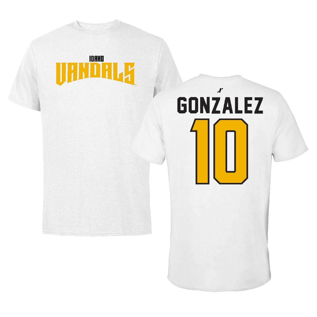 University of Idaho Basketball White Classic Performance Tee - #10 Kristian Gonzalez