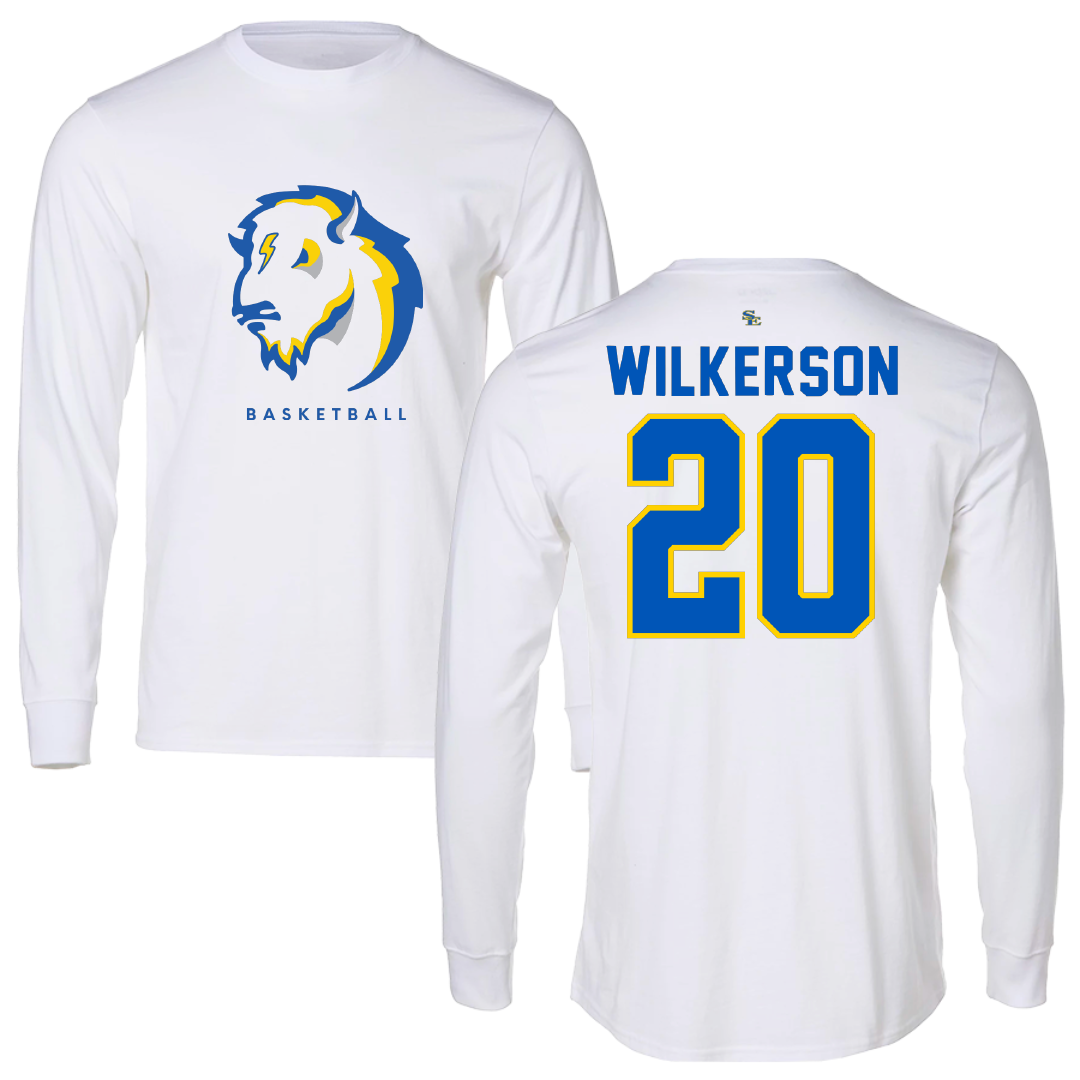 Southeastern Oklahoma State University Basketball White Long Sleeve - #20 Ethan Wilkerson
