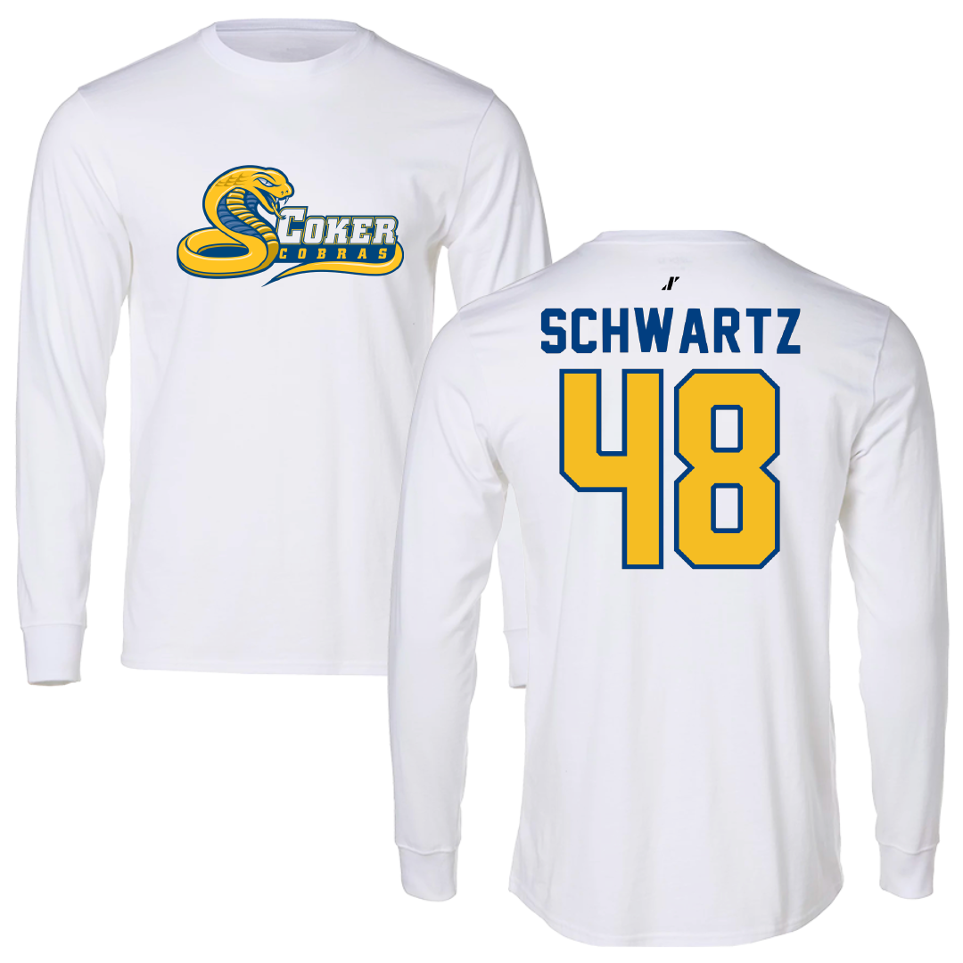 Coker University Soccer White Performance Long Sleeve - #48 Tyler Schwartz