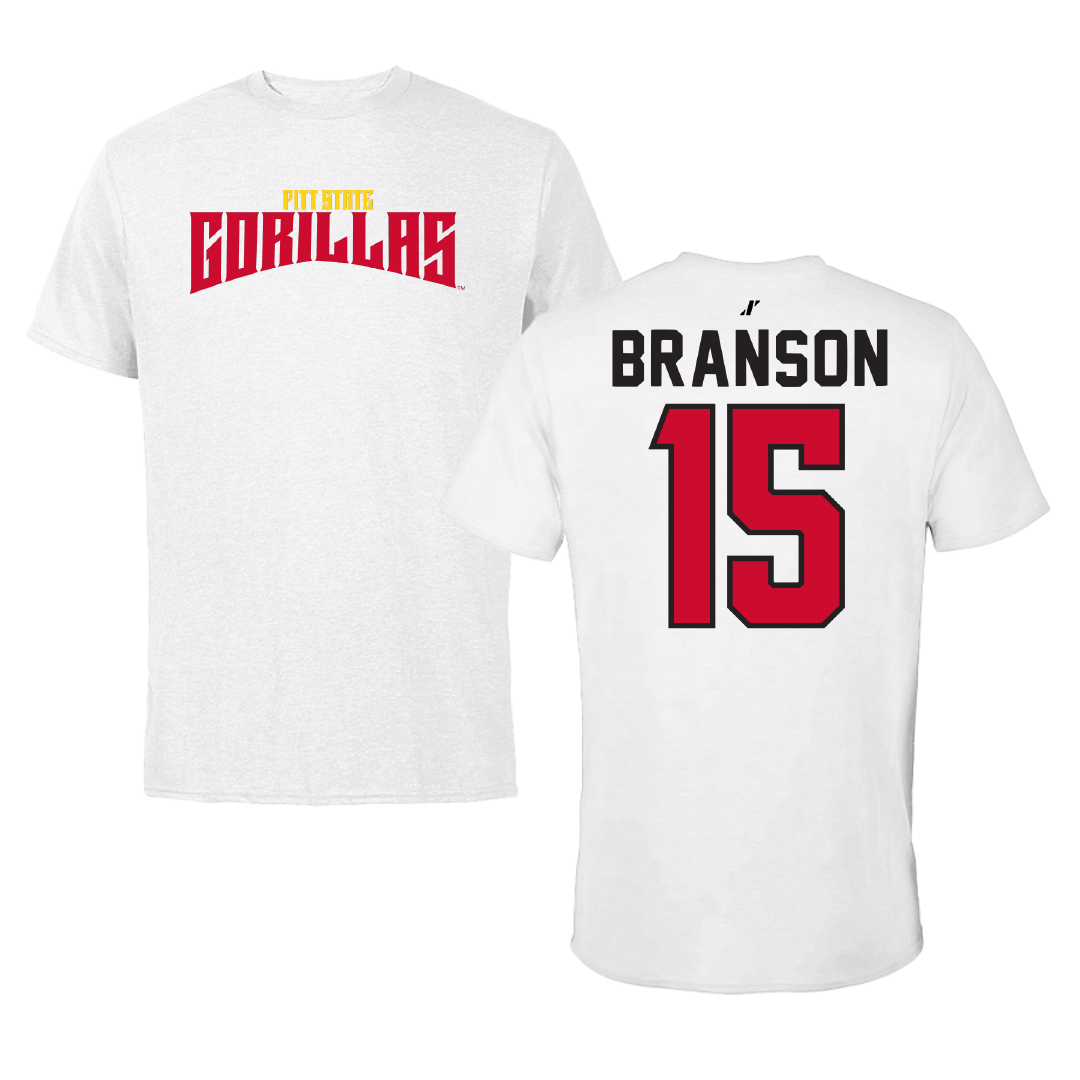 Pittsburg State University Baseball White Classic Tee - #15 Andrew Branson