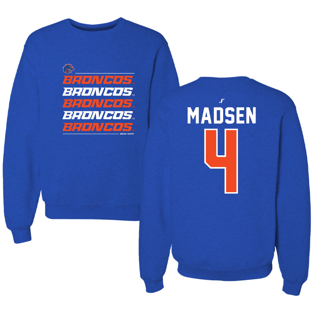 Boise State University Football Blue General Crewneck - #4 Maddux Madsen