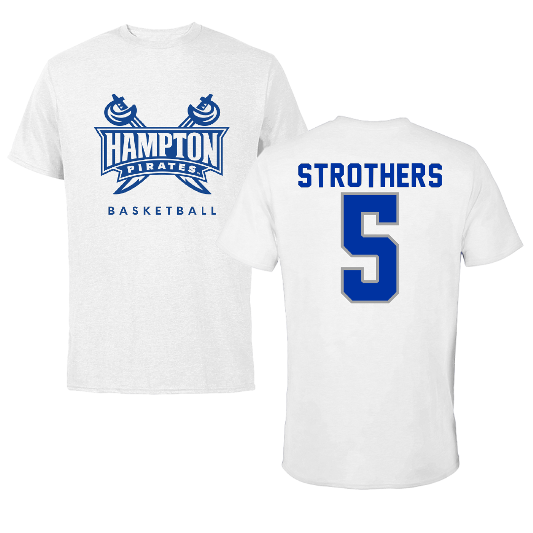 Hampton University Basketball White Performance Tee - #5 Etienne Strothers