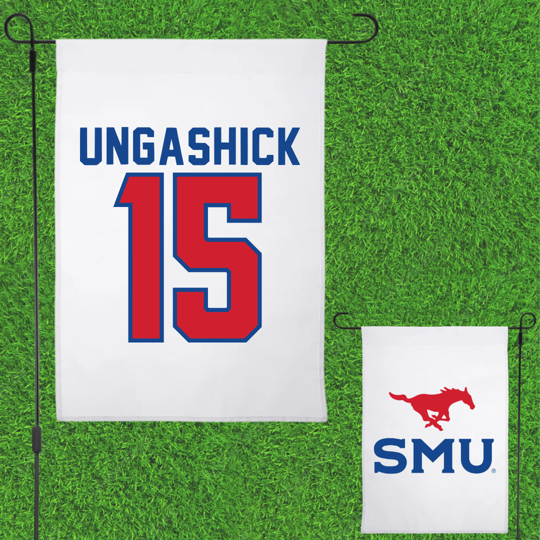 Southern Methodist University Soccer White Garden Flag - #15 Lydia Ungashick
