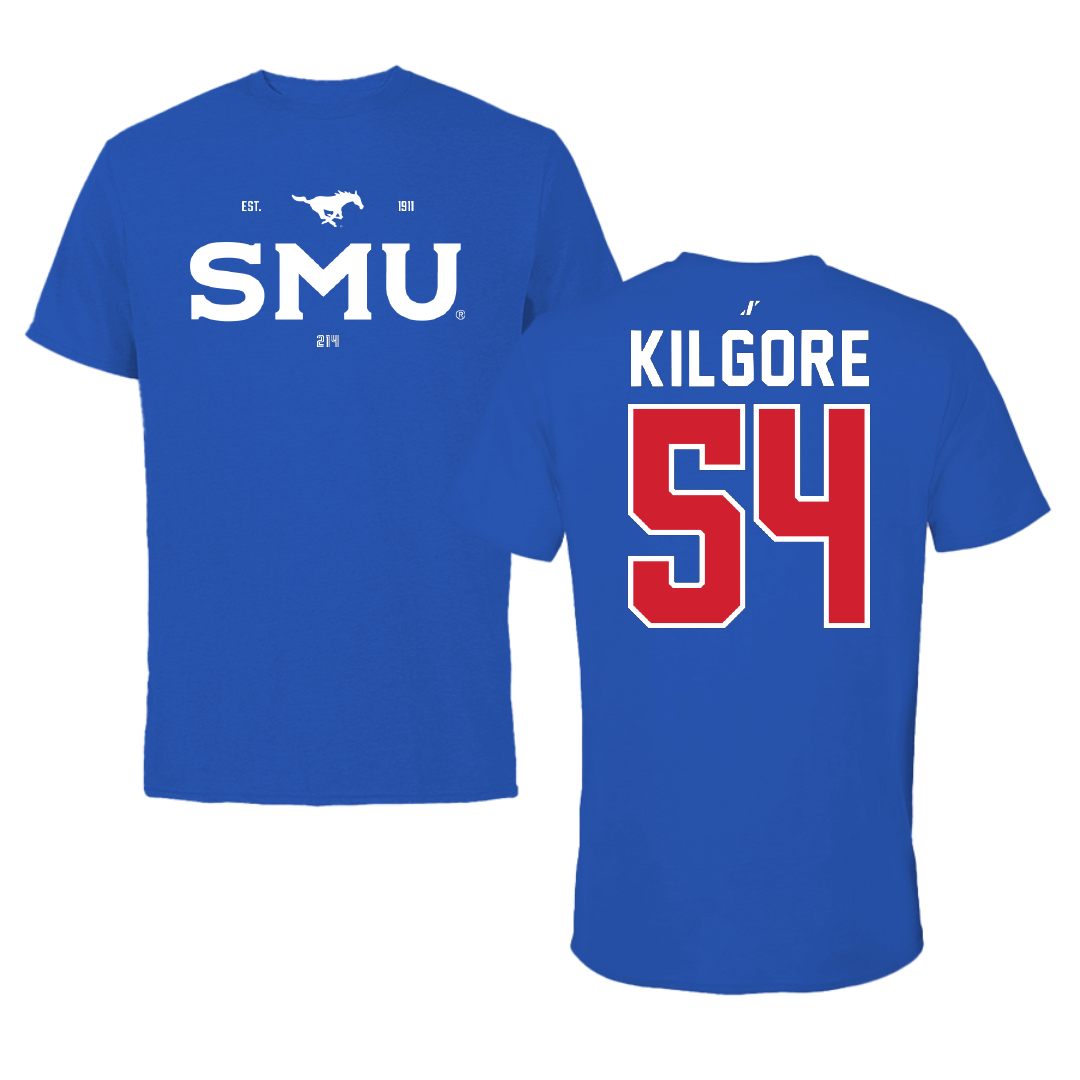 Southern Methodist University Football Blue General Performance Tee - #54 Alex Kilgore