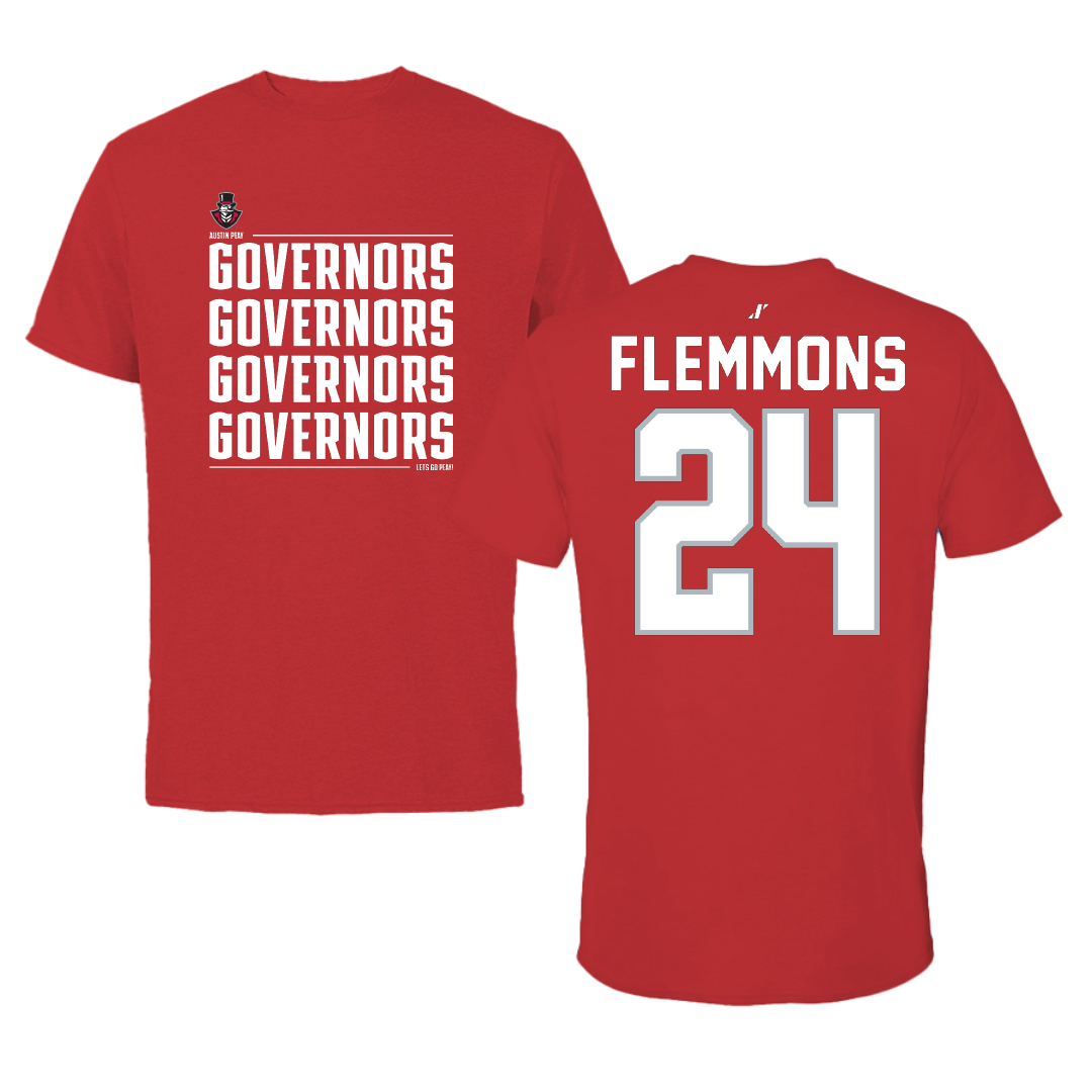 Austin Peay State University Football Red General Tee - #24 Jeremiah Flemmons