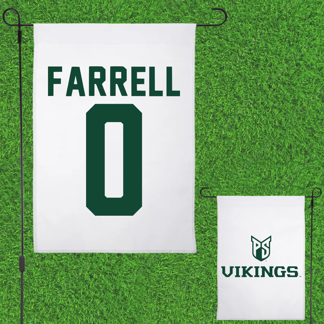 Portland State University Basketball White Garden Flag - #0 Cole Farrell
