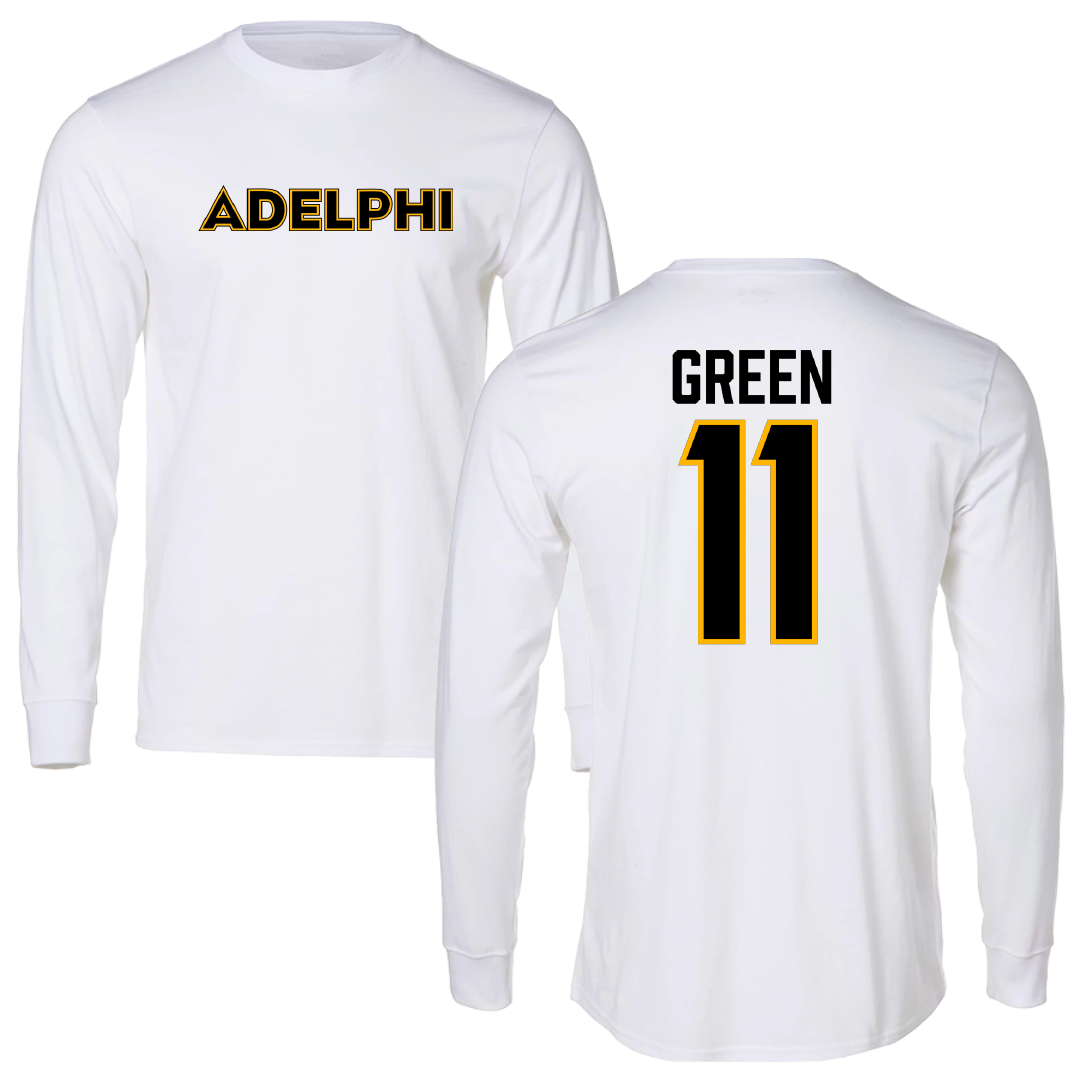 Adelphi University Lacrosse White Performance Long Sleeve - #11 Aidan Green
