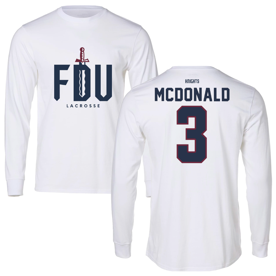 Fairleigh Dickinson University-Metropolitan Campus Lacrosse White Performance Long Sleeve - #3 Abigail McDonald