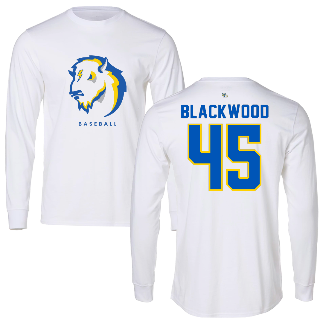 Southeastern Oklahoma State University Baseball White Long Sleeve - #45 Trey Blackwood
