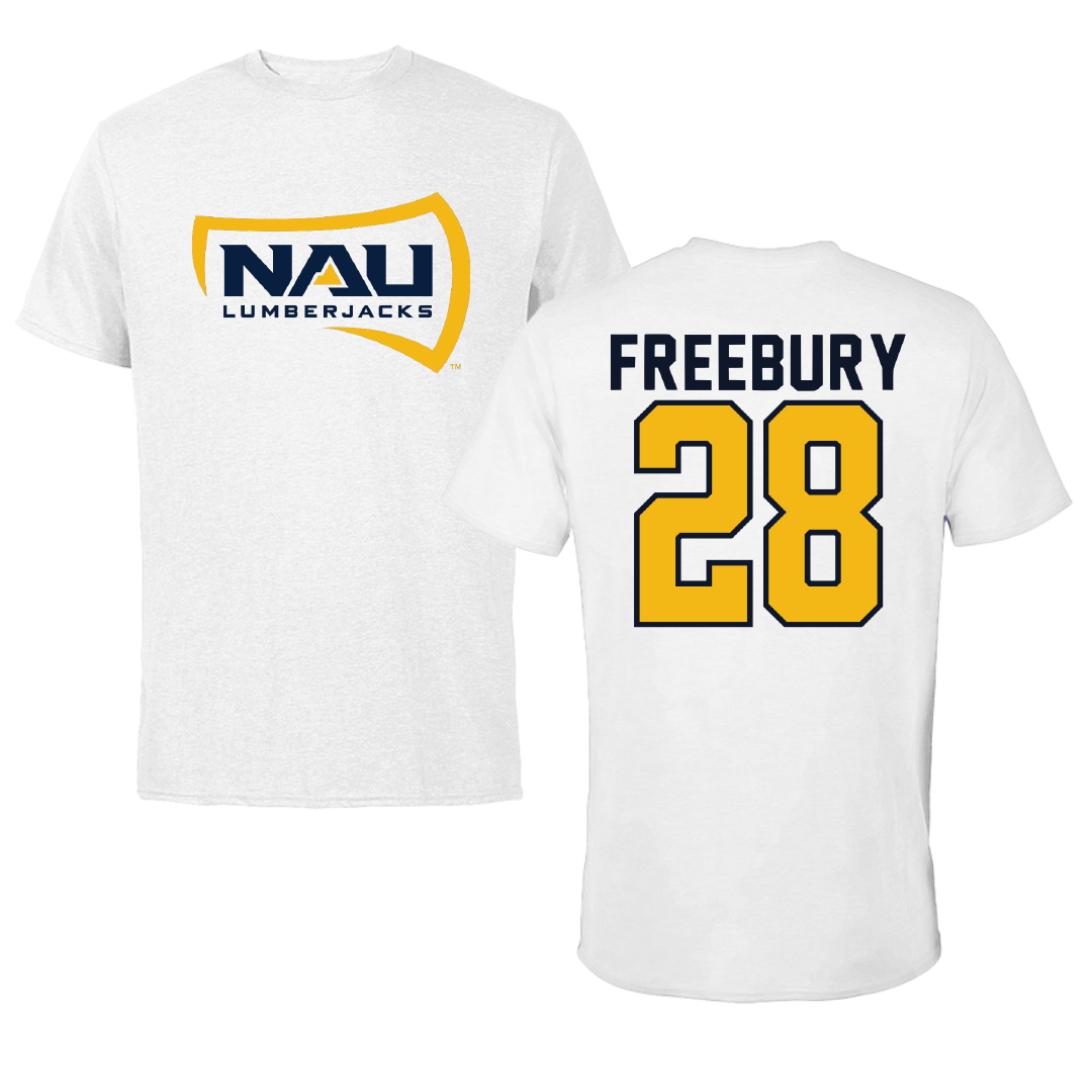 Northern Arizona University Soccer White Performance Tee - #28 Ella Freebury