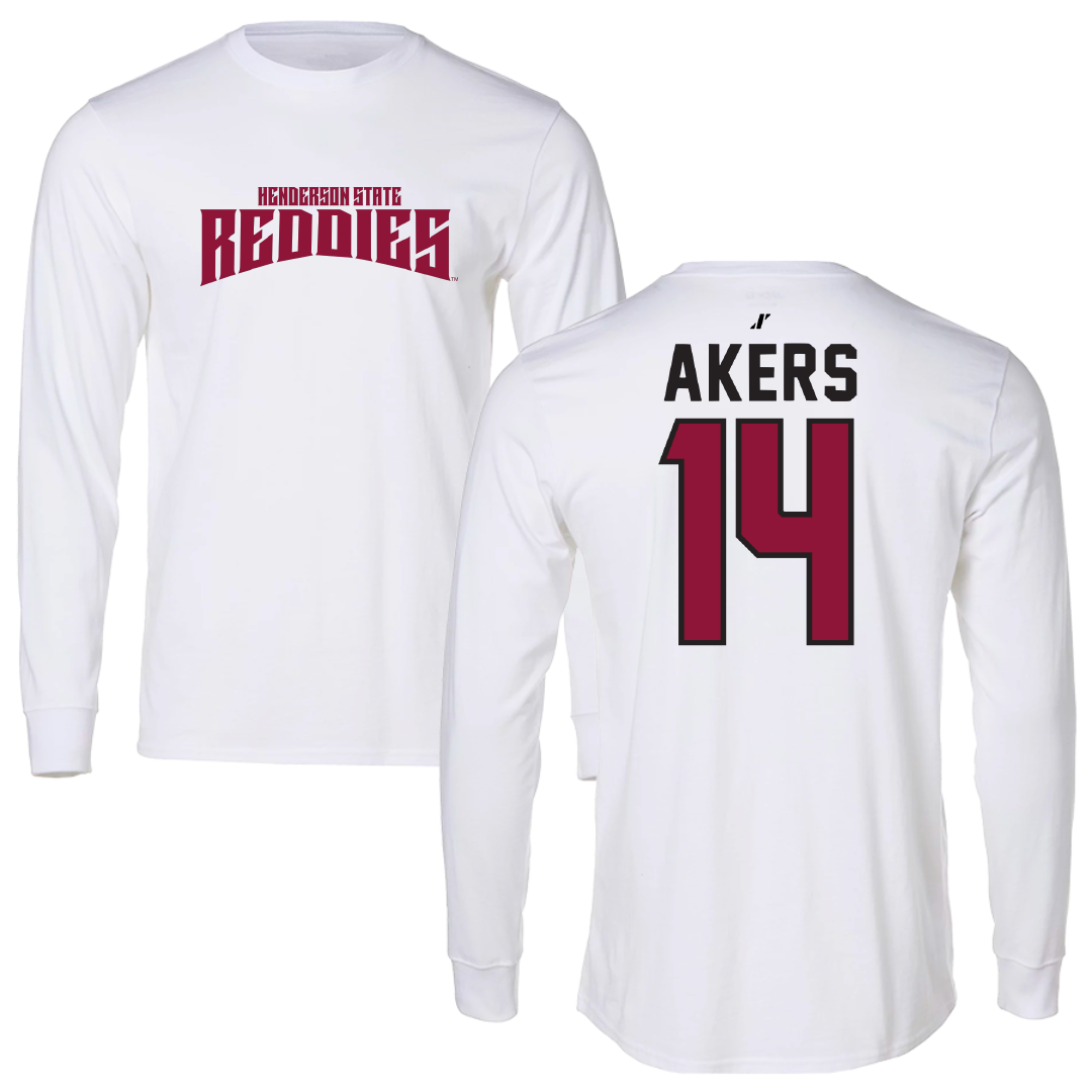 Henderson State University Softball White Classic Performance Long Sleeve - #14 Hilary Akers