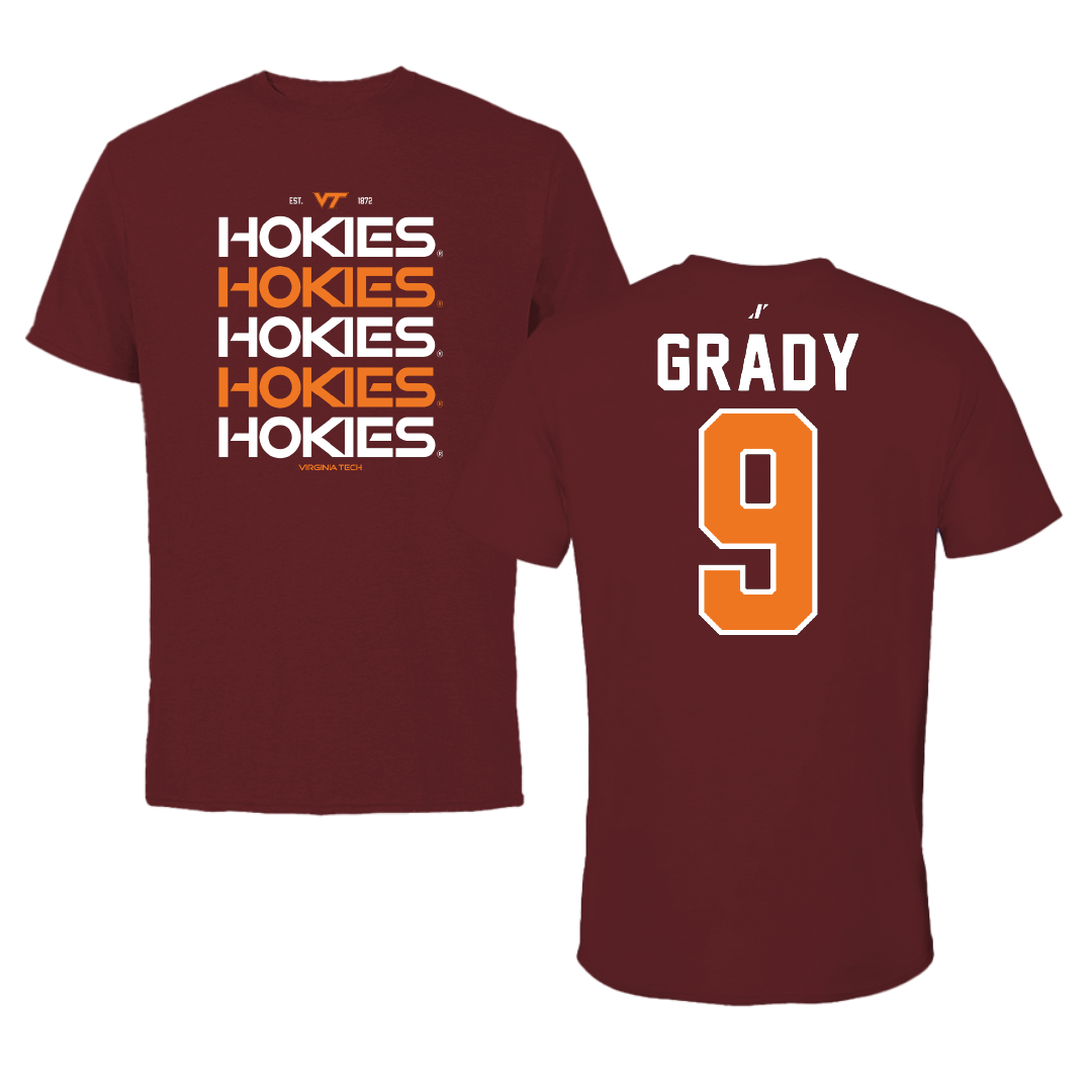 Virginia Tech Baseball Maroon General Tee - #9 Clay Grady
