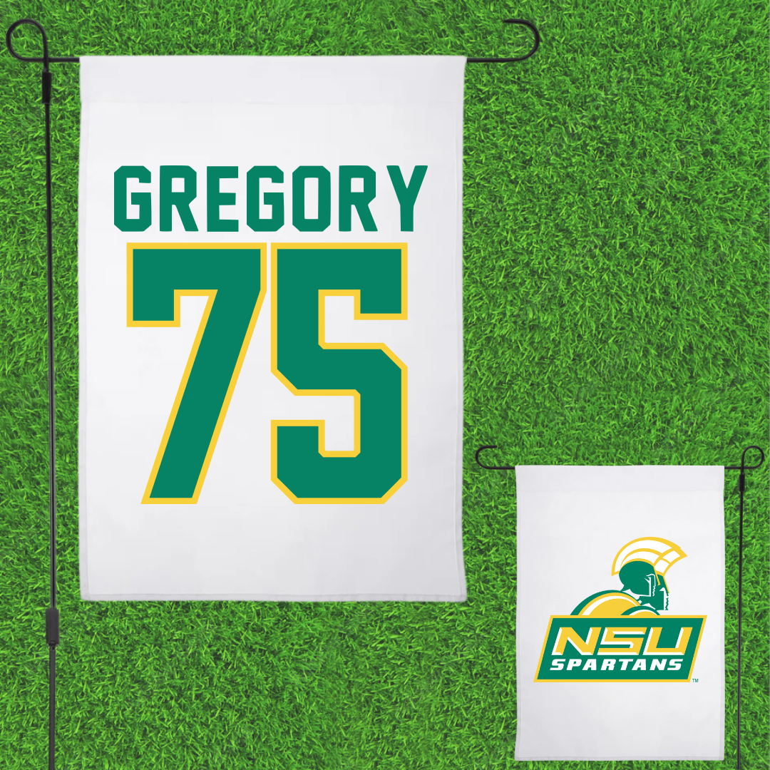 Norfolk State University Football White Garden Flag - #75 Evan Gregory