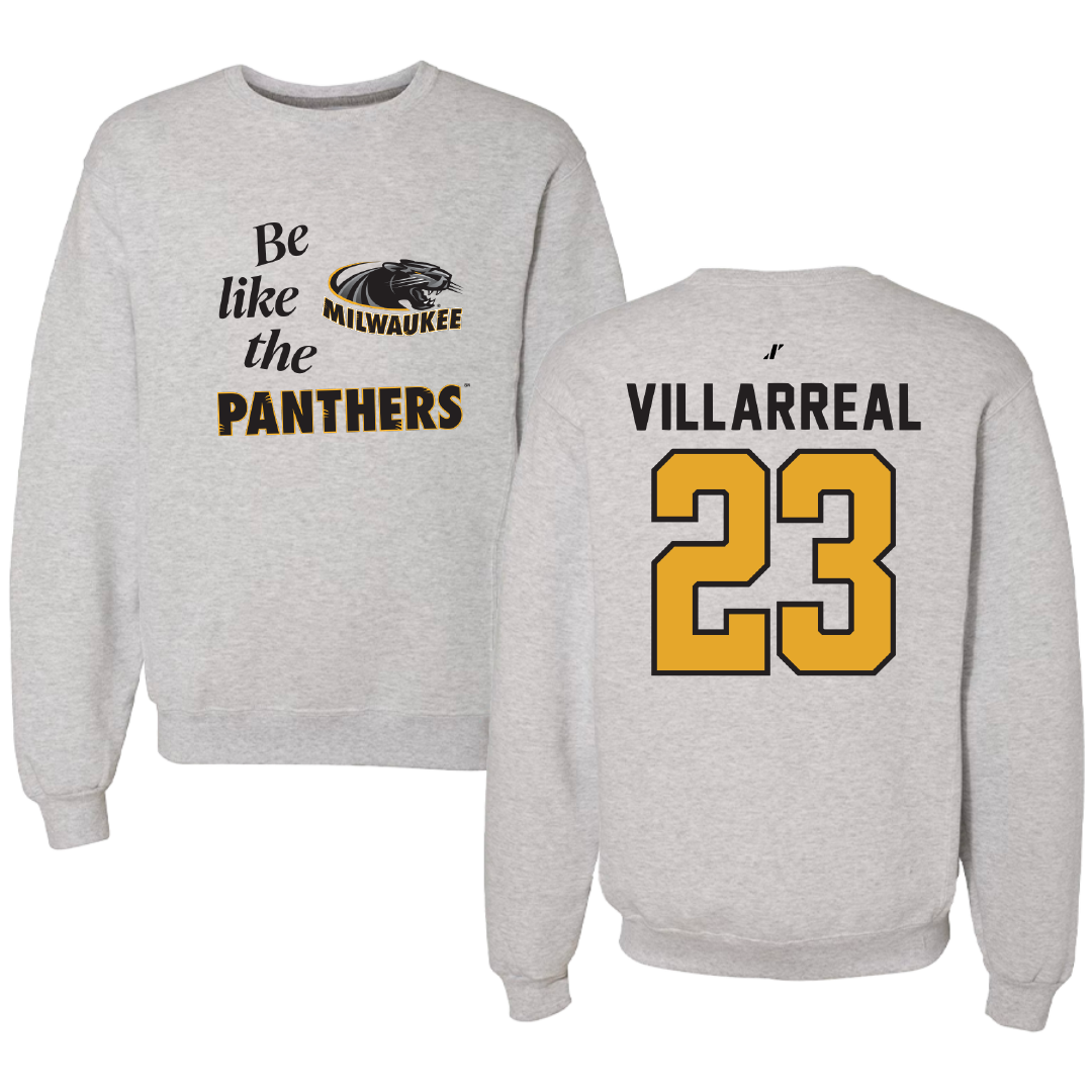 University of Wisconsin-Milwaukee Basketball Light Gray Be Like Us Crewneck - #23 Austin Villarreal