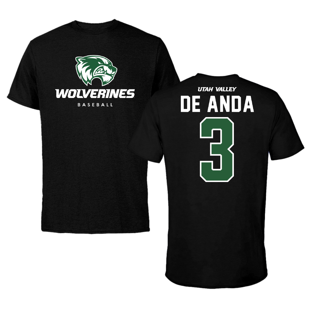 Utah Valley University Baseball Black Mascot Tee - #3 Jimmy De Anda