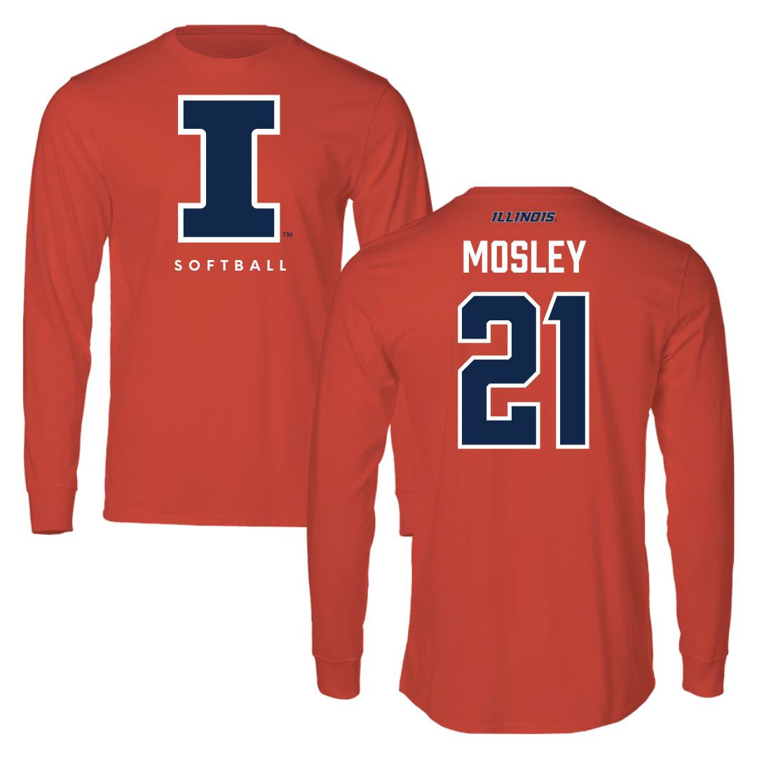University of Illinois Softball Orange Performance Long Sleeve - #21 Delaney Mosley