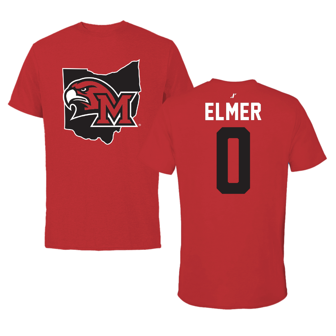 Miami University (Ohio) Basketball Red State Tee - #0 Eian Elmer