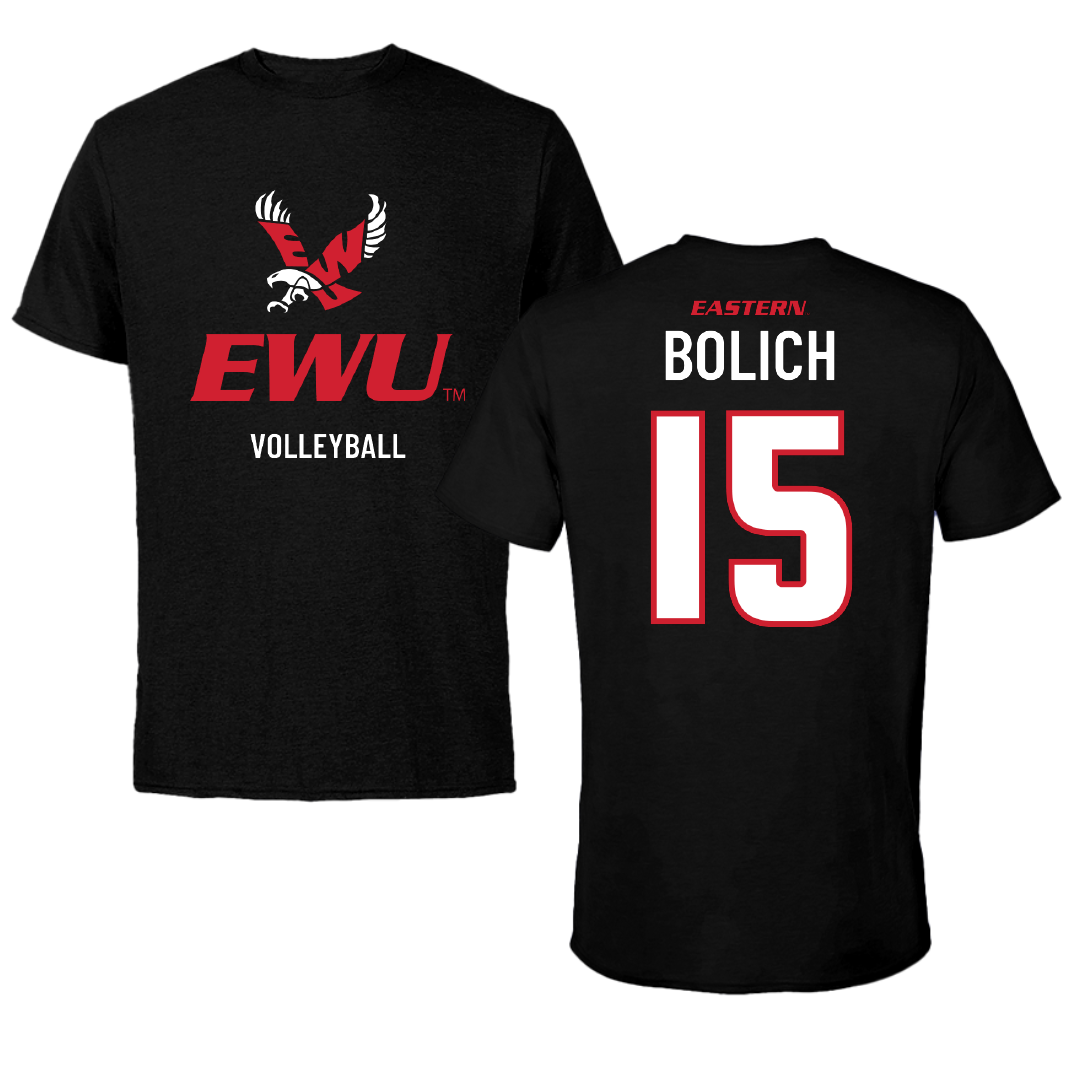 Eastern Washington University Volleyball Black EWU Performance Tee - #15 Anna Bolich