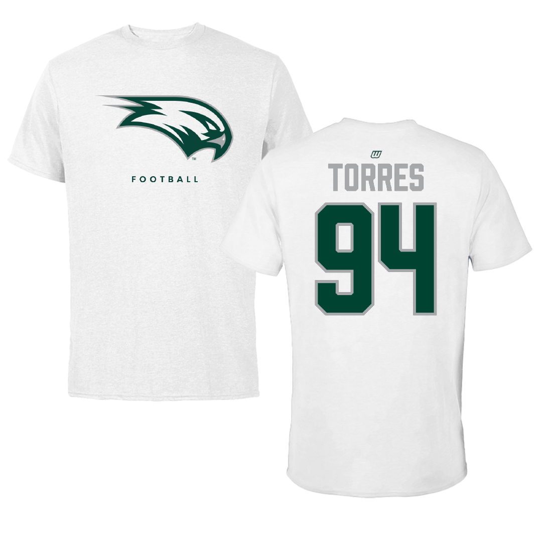 Wagner College Football White Tee - #94 Charles Torres