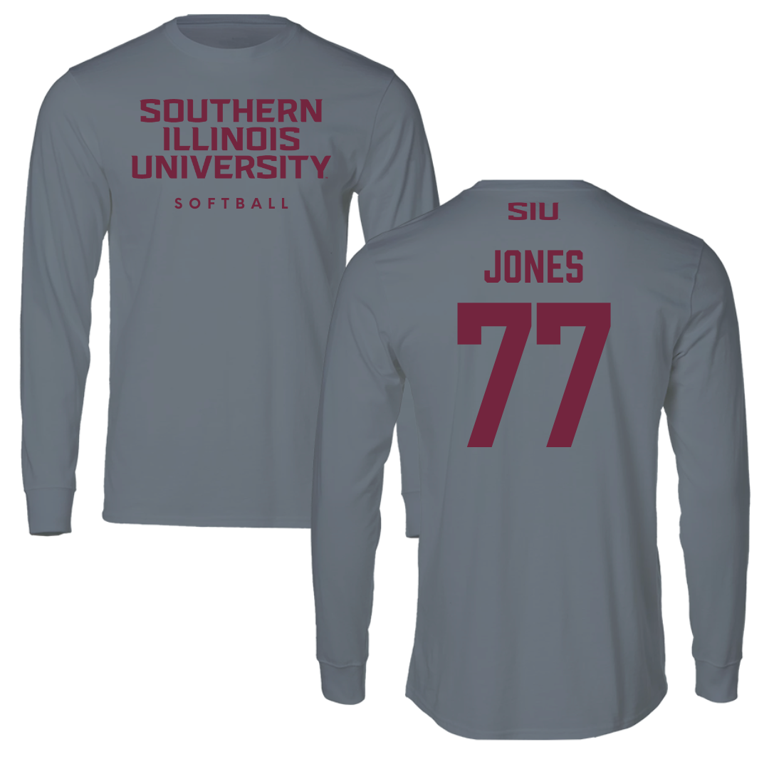 Southern Illinois University at Carbondale Softball Gray Performance Long Sleeve - #77 Sidney Jones
