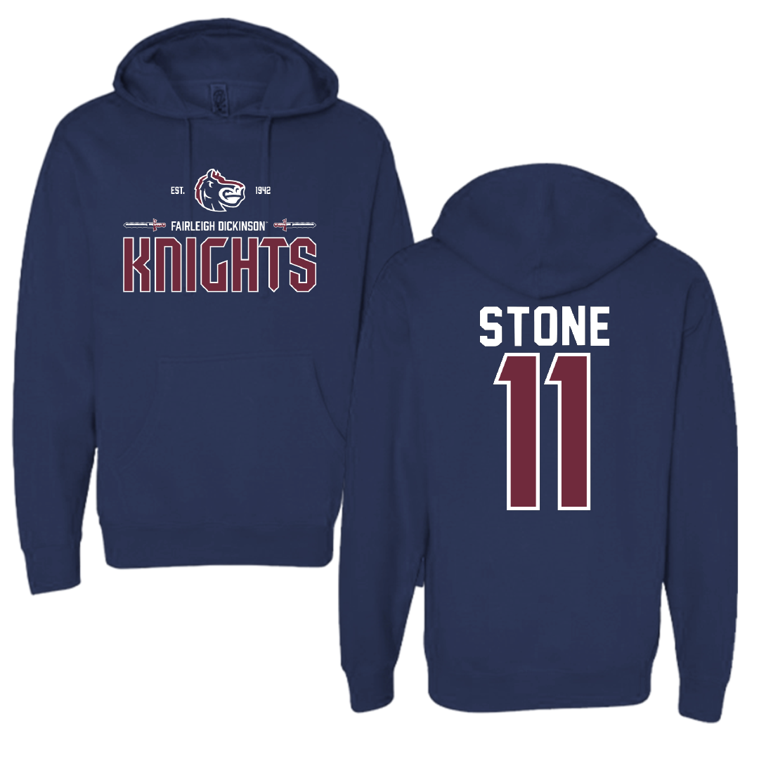 Fairleigh Dickinson University-Metropolitan Campus Softball Navy General Hoodie - #11 Ayden Stone