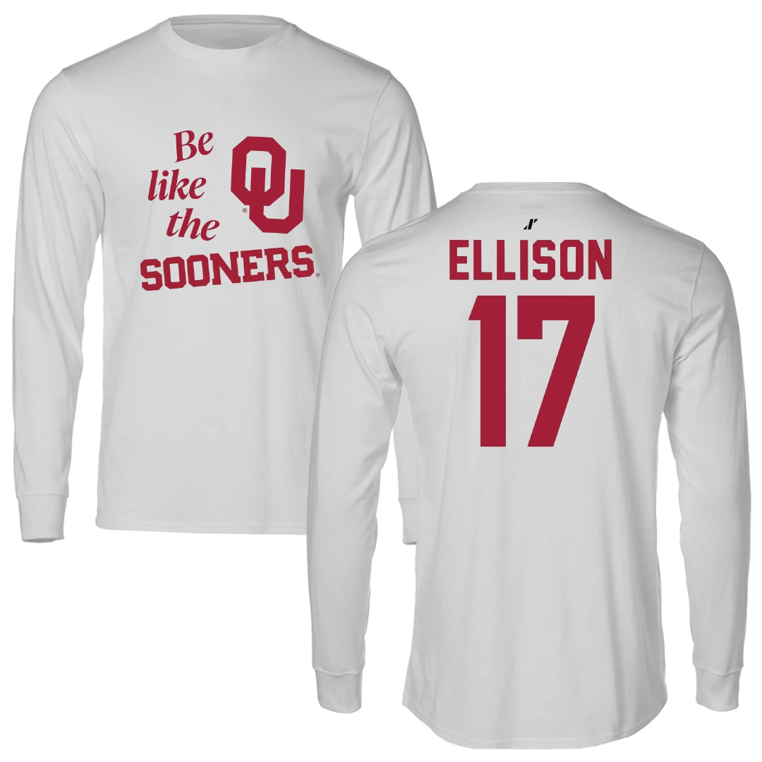University of Oklahoma Volleyball Light Gray Be Like Us Performance Long Sleeve - #17 Daleigh Ellison