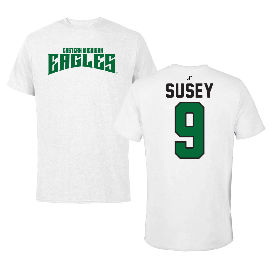 Eastern Michigan University Soccer White Classic Tee - #9 Cameryn Susey