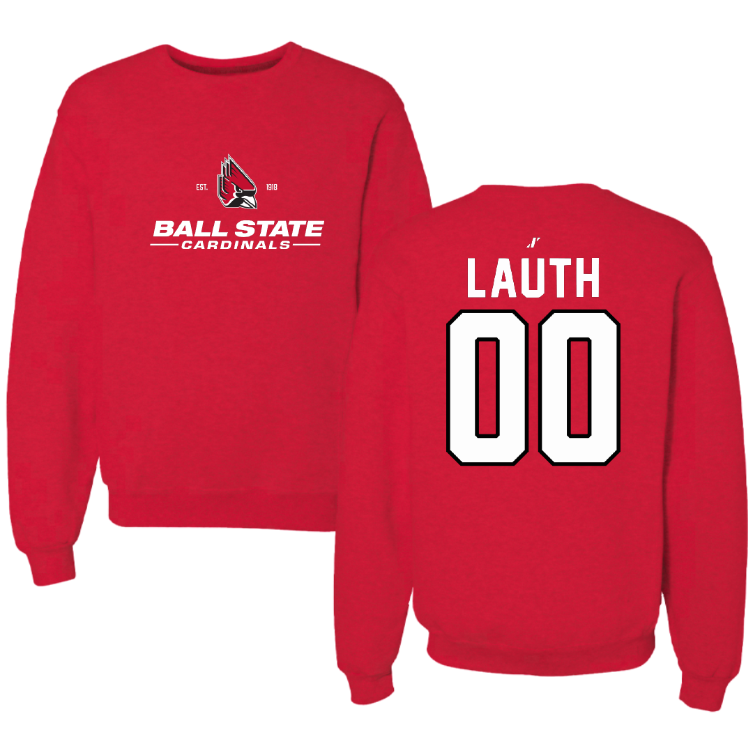 Ball State University Softball Red General Crewneck - #00 Mandy Lauth