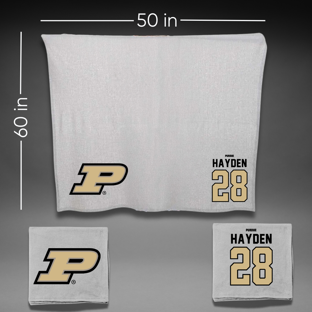 Purdue University Baseball Gray Blanket - #28 Enas Hayden