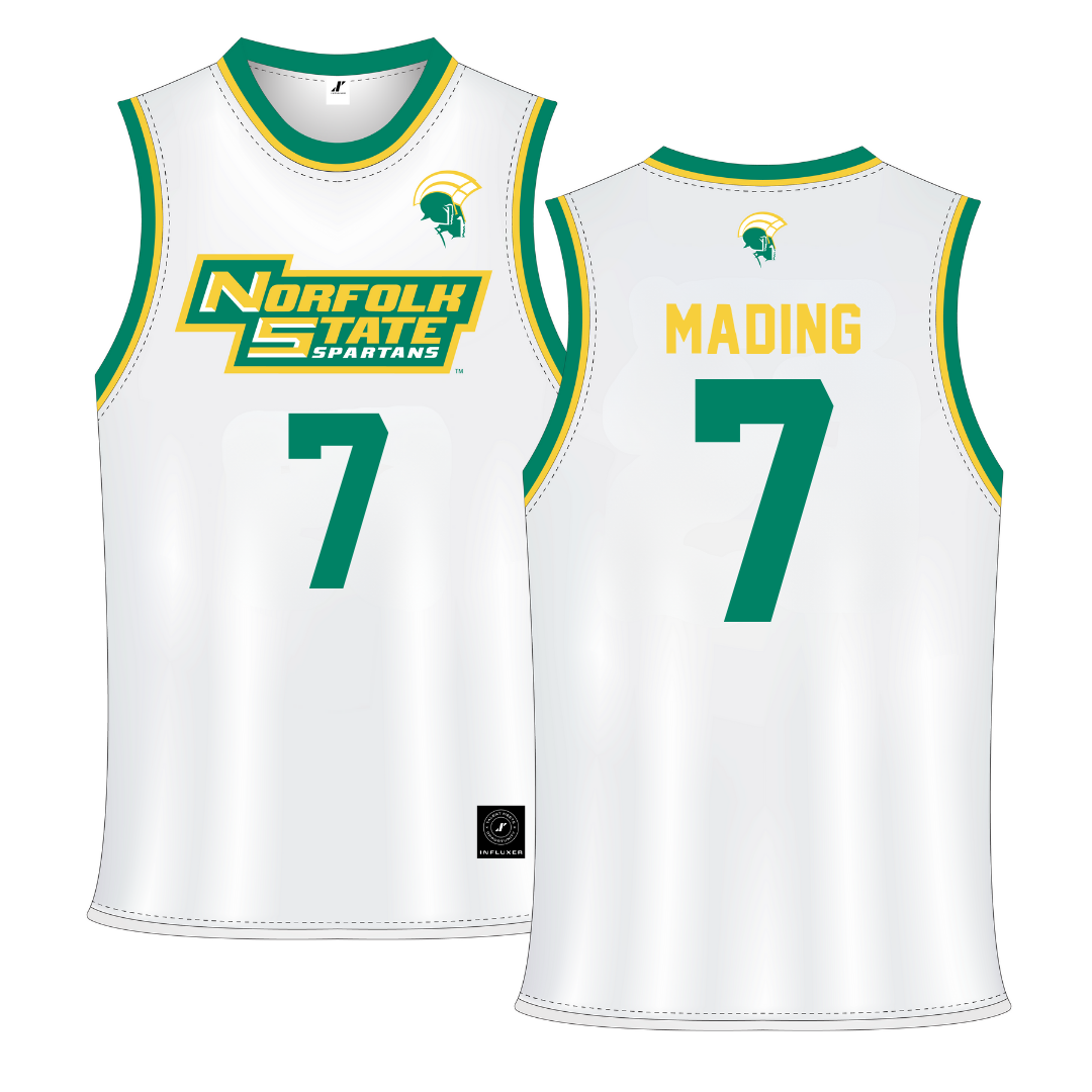 Norfolk State University White Basketball Jersey - #7 Kuluel Mading
