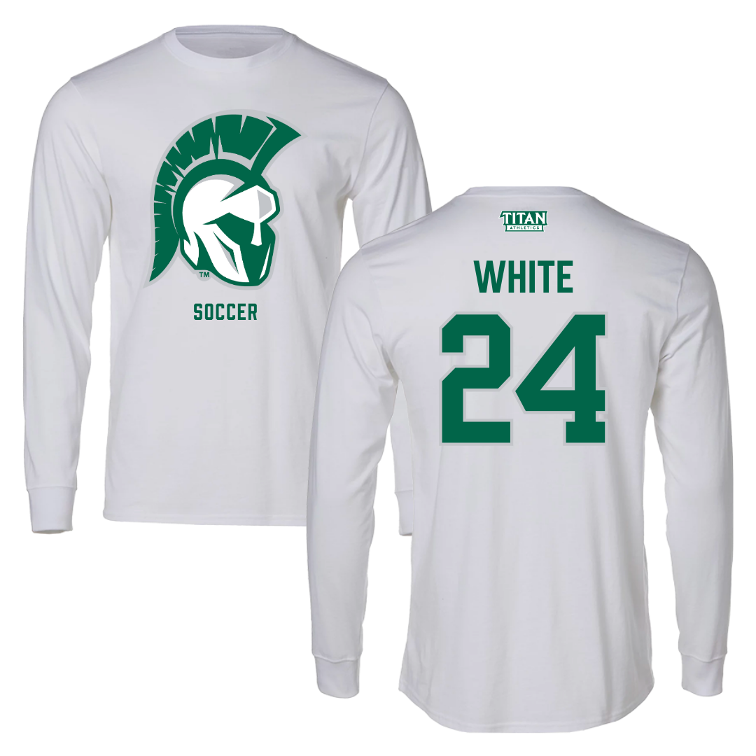 Illinois Wesleyan University Soccer White Long Sleeve - #24 Sawyer White