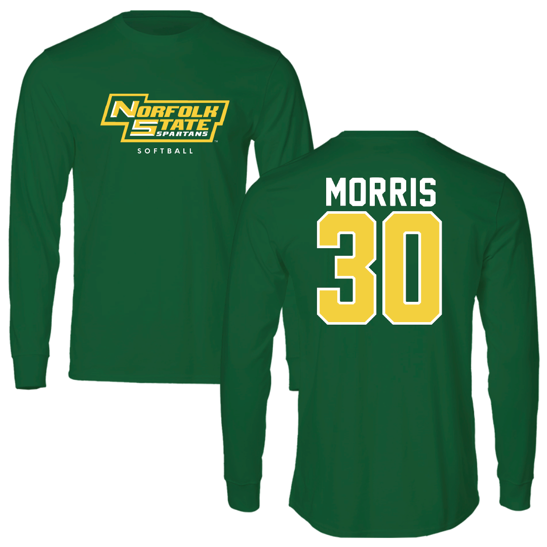 Norfolk State University Softball Kelly Green Long Sleeve - #30 Madison Morris