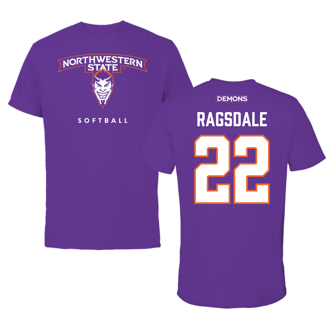 Northwestern State University Softball Purple Mascot Performance Tee - #22 Bailie Ragsdale
