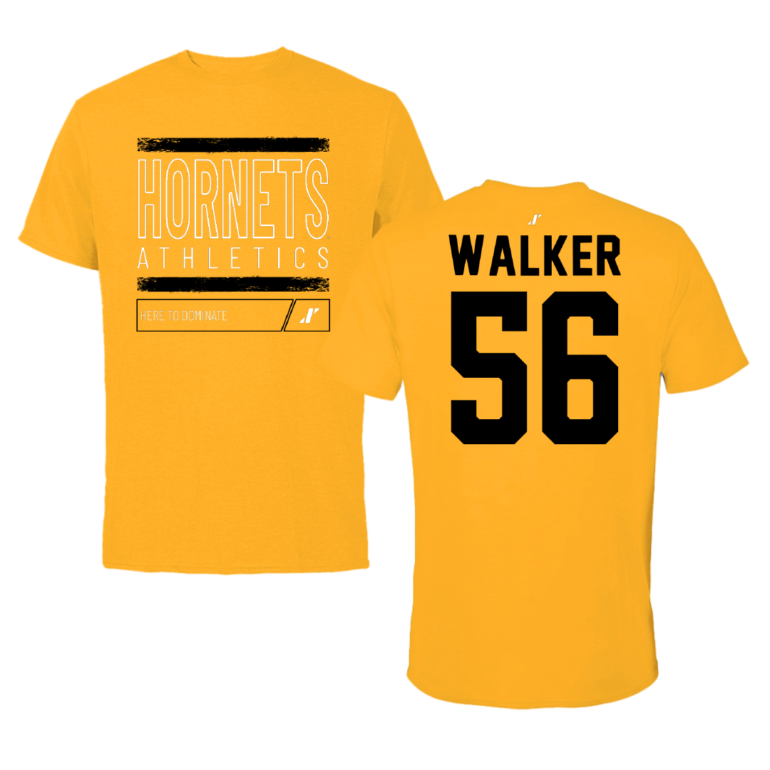 Alabama State University Football Gold Dominate Tee - #56 Elijah Walker