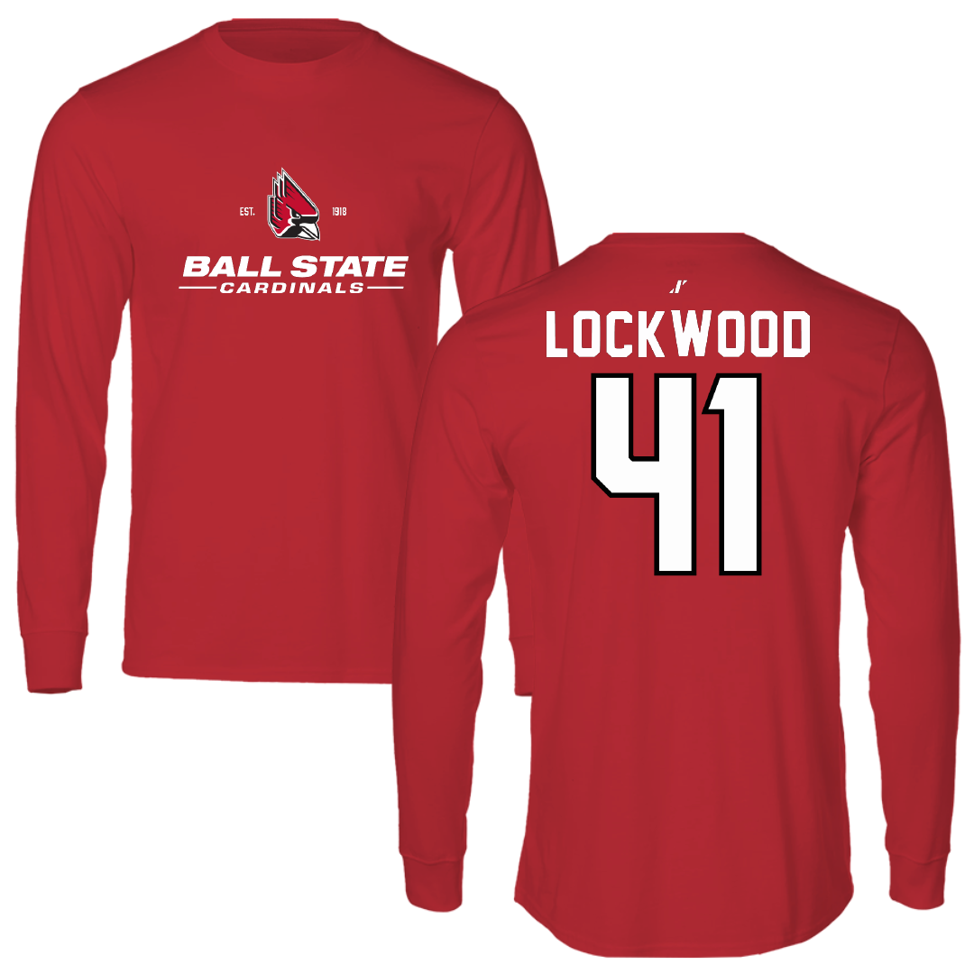 Ball State University Baseball Red General Long Sleeve - #41 Caden Lockwood
