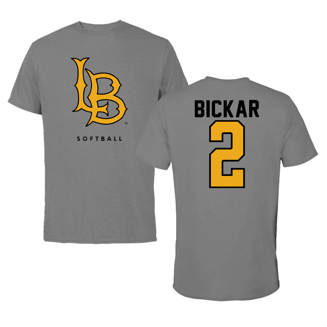 Long Beach State University Softball Gray Performance Tee - #2 Jacquelyn Bickar