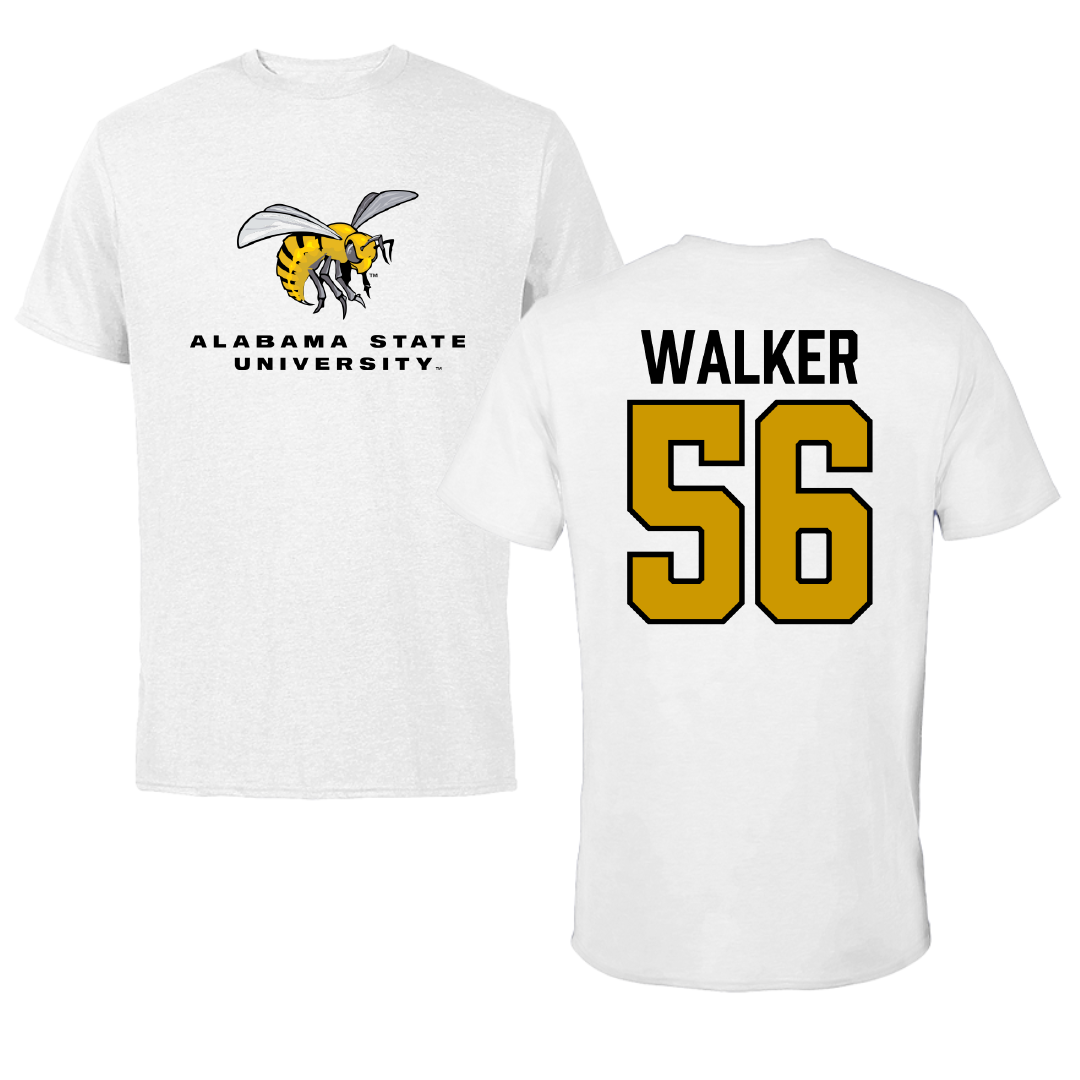 Alabama State University Football White Tee - #56 Elijah Walker