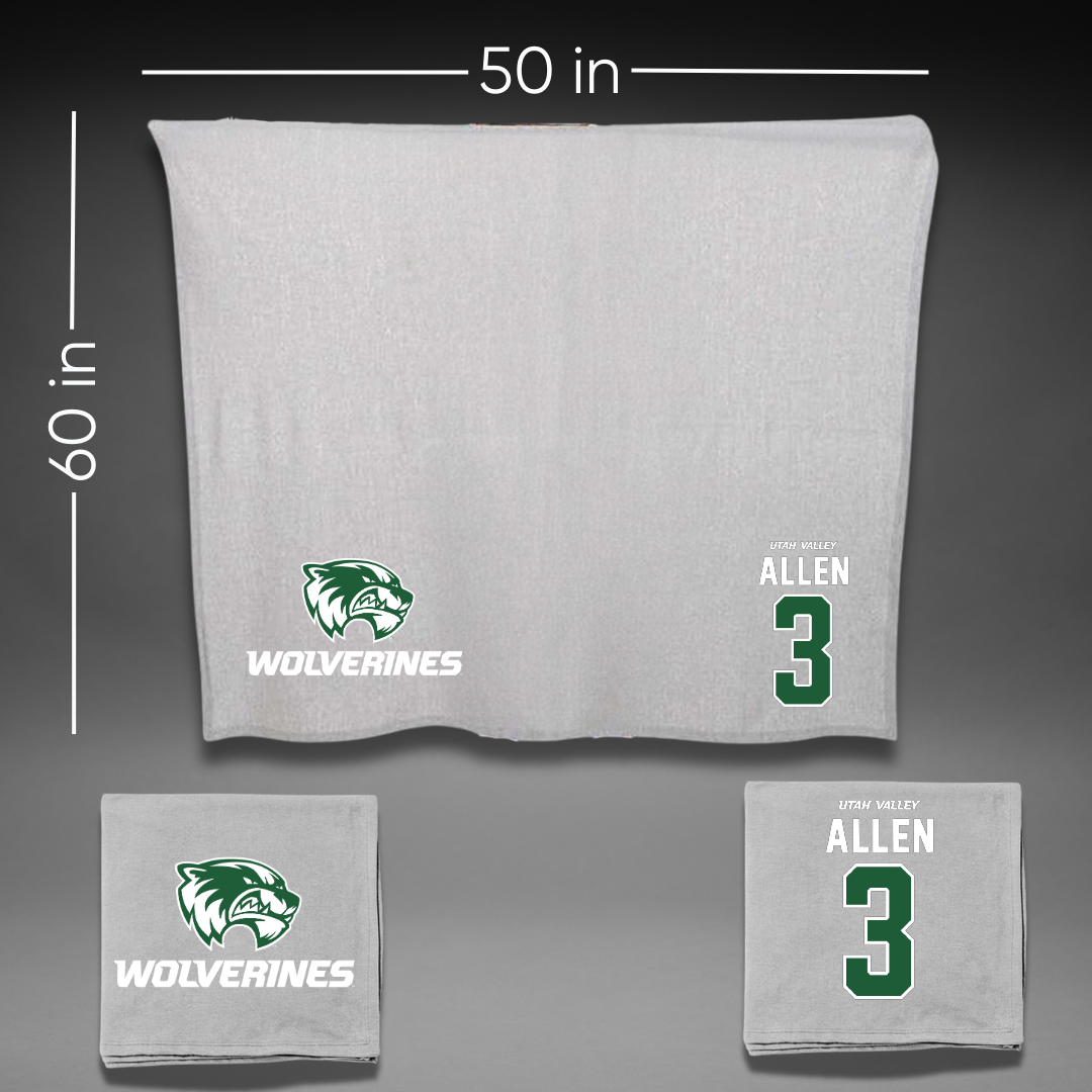 Utah Valley University Basketball Gray Blanket - #3 Drake Allen