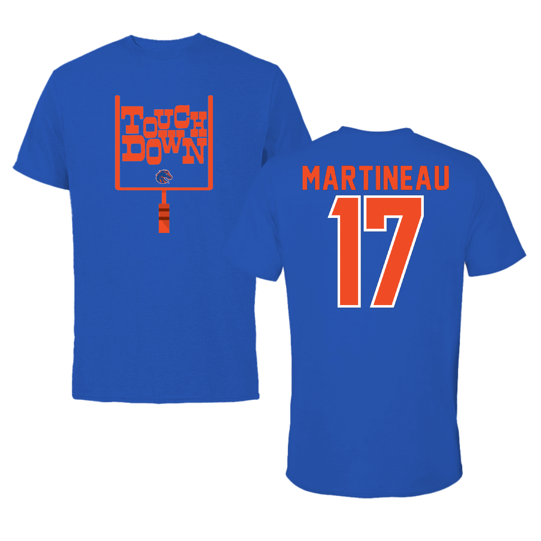 Boise State University Football Blue Touchdown Performance Tee - #17 Clay Martineau