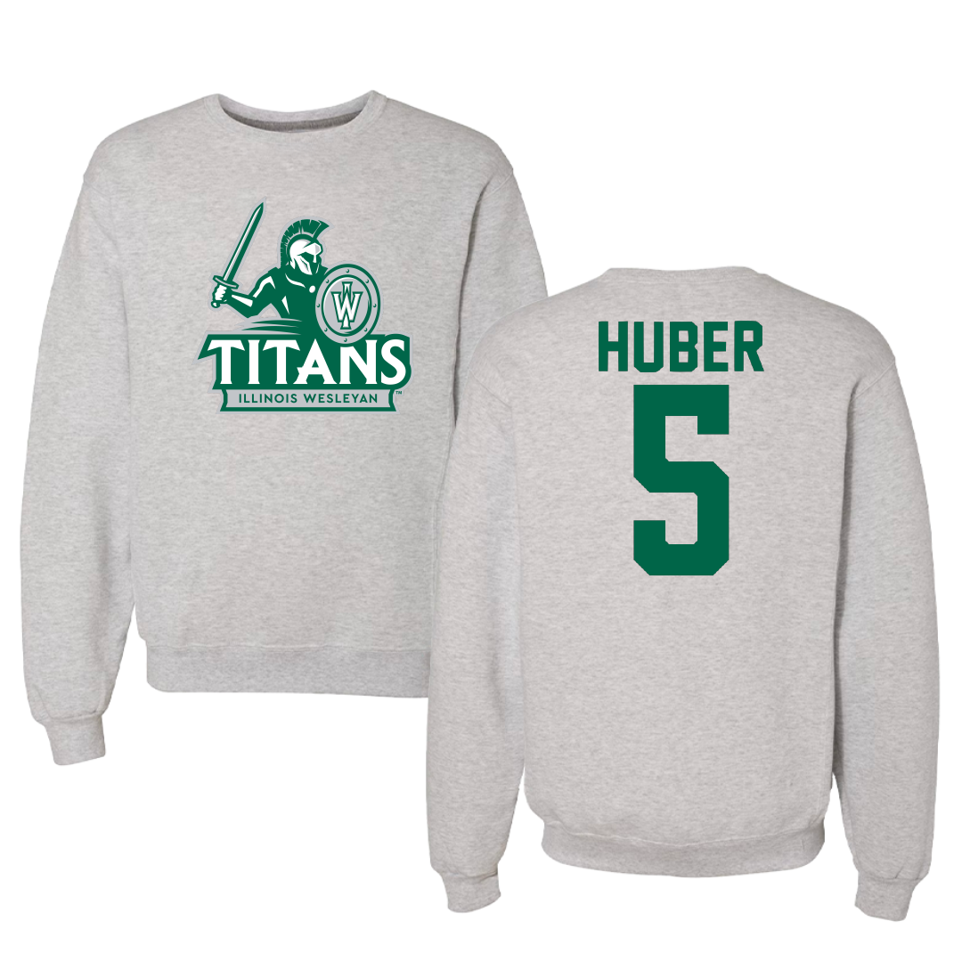 Illinois Wesleyan University Basketball Gray Titans Crewneck - #5 Lauren Huber