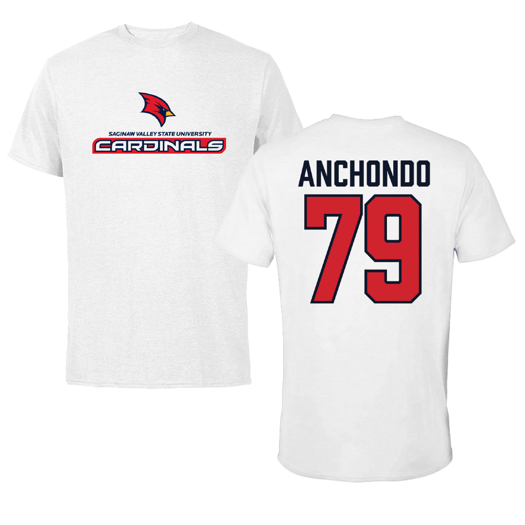 Saginaw Valley State University Football White Performance Tee - #79 David Anchondo