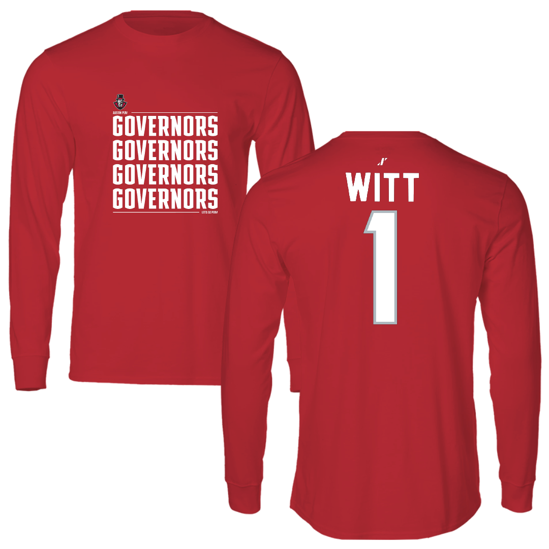 Austin Peay State University Basketball Red General Performance Long Sleeve - #1 Sai Witt