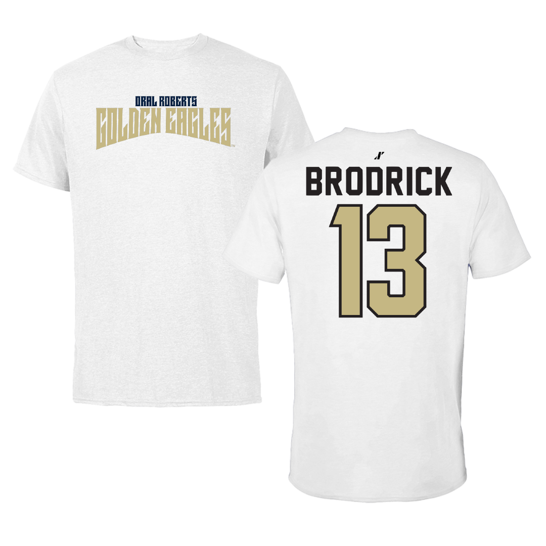Oral Roberts University Baseball White Classic Tee - #13 Tyler Brodrick